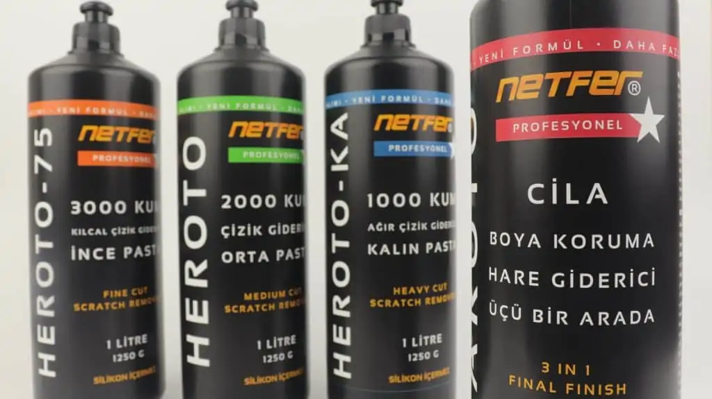 Netfer 4'lü Oto Pasta Cila Seti - 4x500 mL 8 Netfer boya koruma ve pasta cila modelleri
