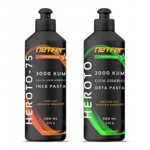 Netfer 2'li İnce Orta Polish Set - 2x500 mL 1 Netfer kılcal ve orta çizik giderici pasta seti