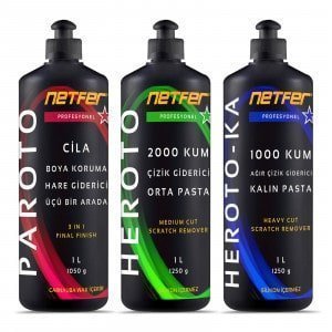 Netfer 3'lü Orta Kalın Polish Cila Seti - 3x1 L 1 Netfer kaportacı pasta cilaları