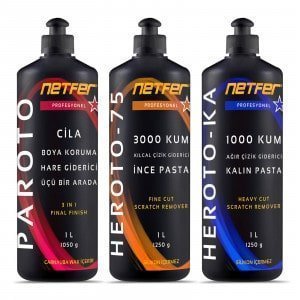 Netfer 3'lü İnce Kalın Çizik Pasta Cila Set - 3x1 L 1 Silikonsuz pasta cila modelleri