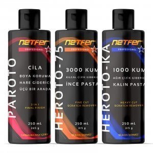 Netfer 3’lü İnce Kalın Oto İçin Pasta Cila Set – 3×250 mL