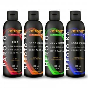 Netfer 4'lü Araç Pasta Cila Seti - 4x100 mL 1 Araba ve motosiklet için en ideal pasta cila seti